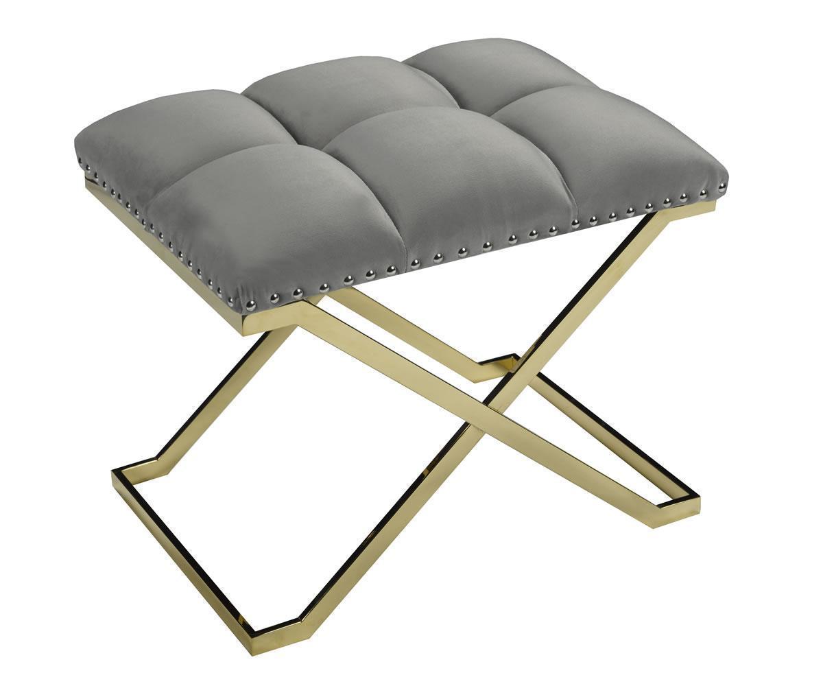 Banc Capitonné en Daim avec Pieds en Acier Inoxydable - Élégance et Durabilité ( Meuble Mtl )