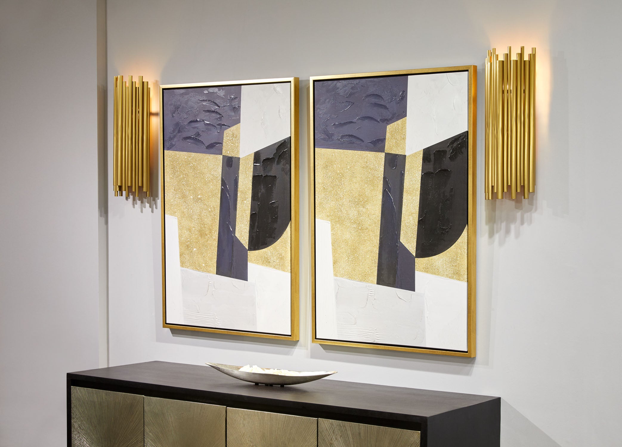 Art mural : blanc, noir et or