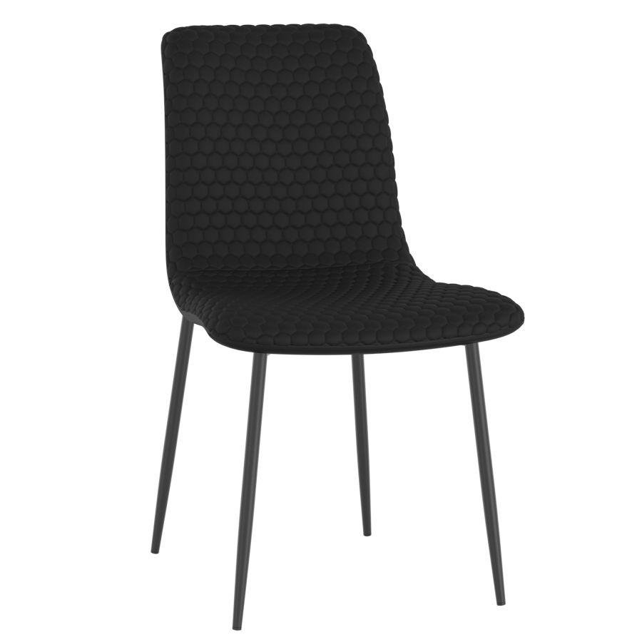 Chaise de salle à manger Brixx, lot de 2, en simili cuir noir et noir ( Meuble Mtl )