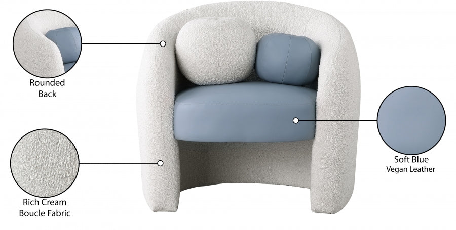 Fauteuil d'appoint en tissu boucle et cuir végétalien Acadia