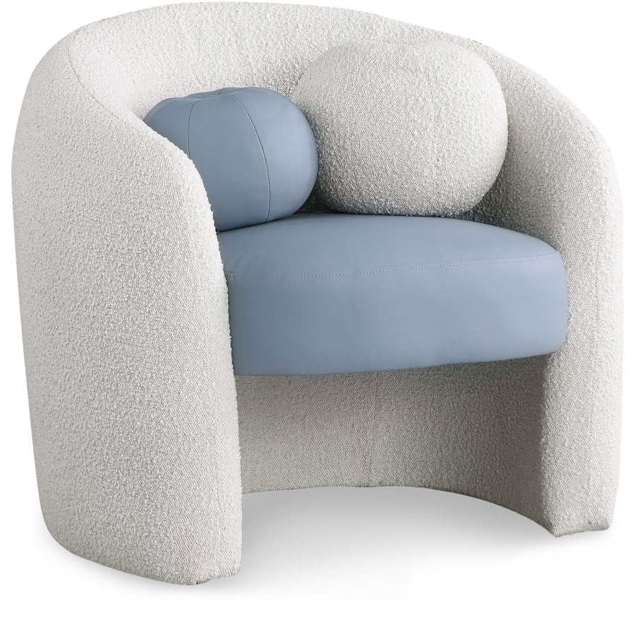 Fauteuil d'appoint en tissu boucle et cuir végétalien Acadia