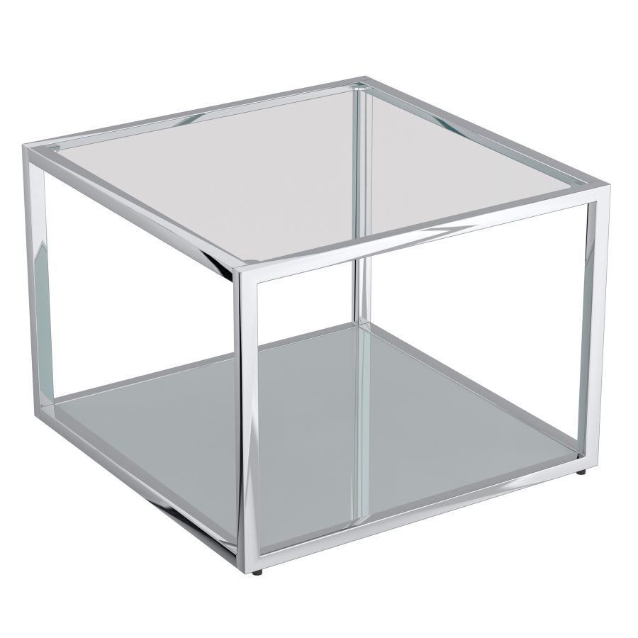 Petite table basse carrée Casini en argent ( Meuble Mtl )