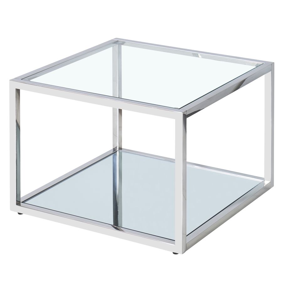 Petite table basse carrée Casini en argent ( Meuble Mtl )