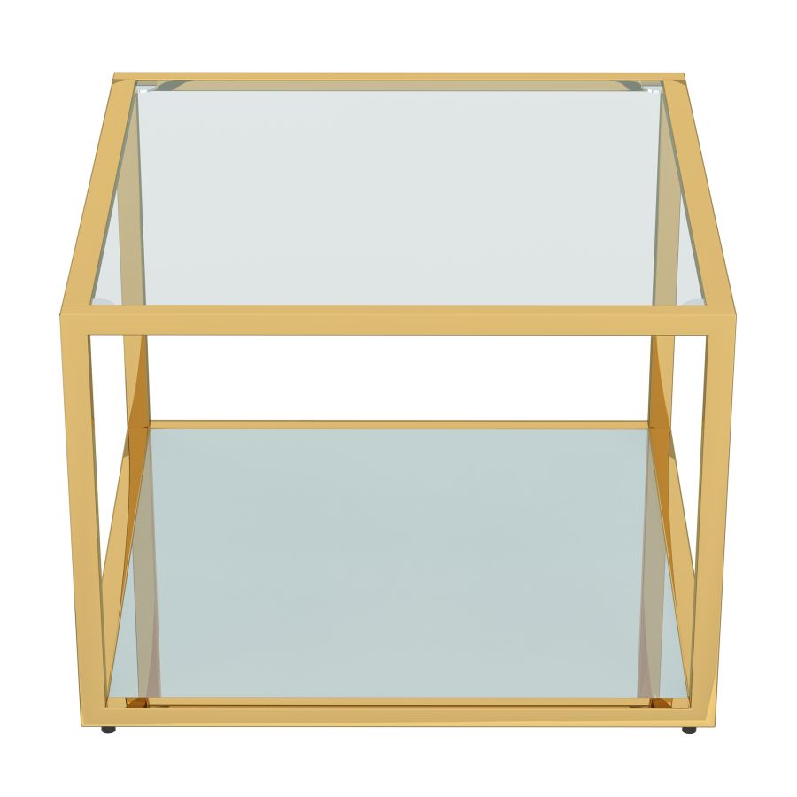 Petite table basse carrée Casini en or ( Meuble Mtl )
