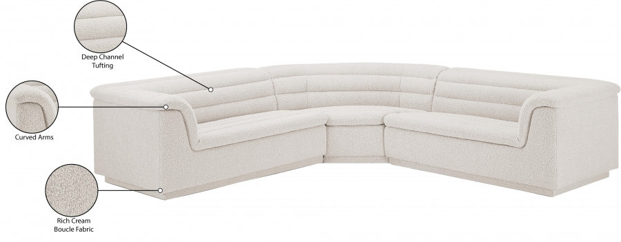 Sectionnel en tissu bouclé Cascade