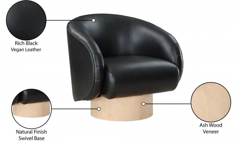 Fauteuil d'appoint pivotant en cuir végétalien Gibson