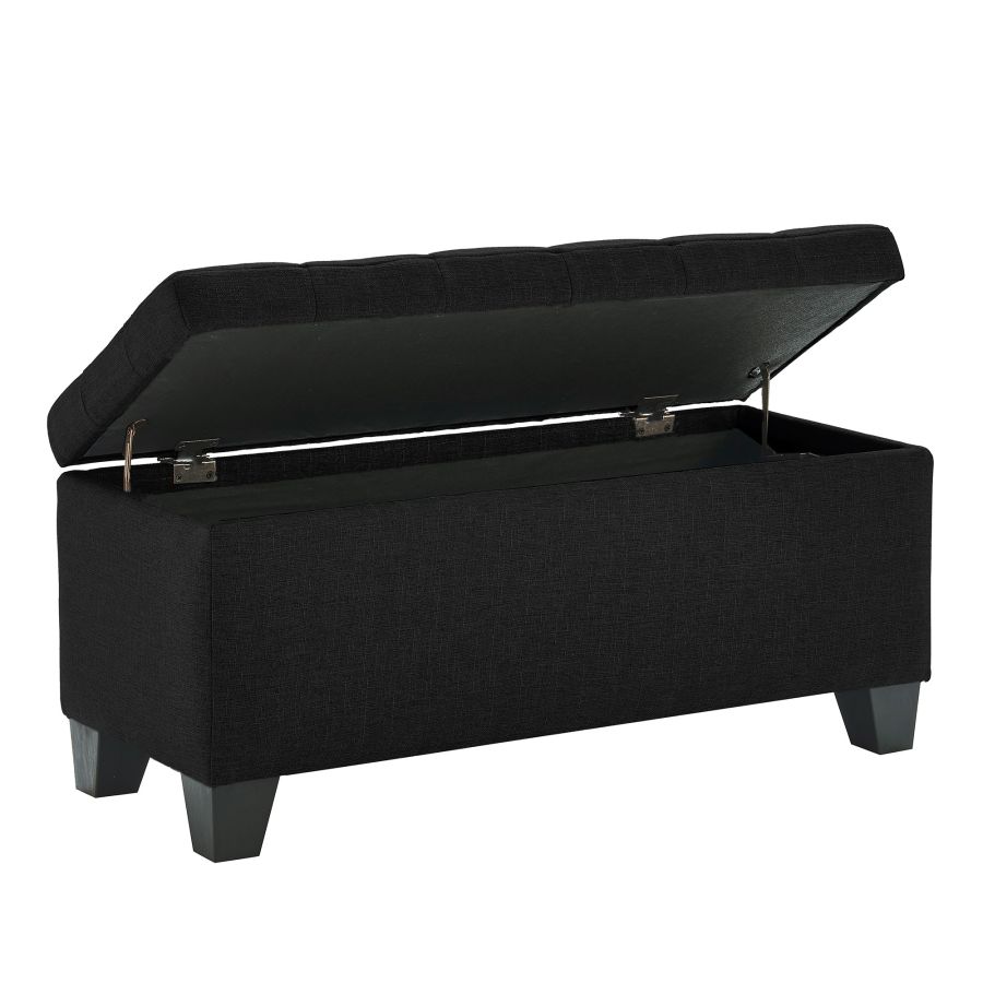 Banc ottoman de rangement rectangulaire Lila en noir ( Meuble Mtl )