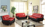 Naja Sofa en tissu d'apparence cuir 3 mcx - noir et rouge ( Meublemtl )