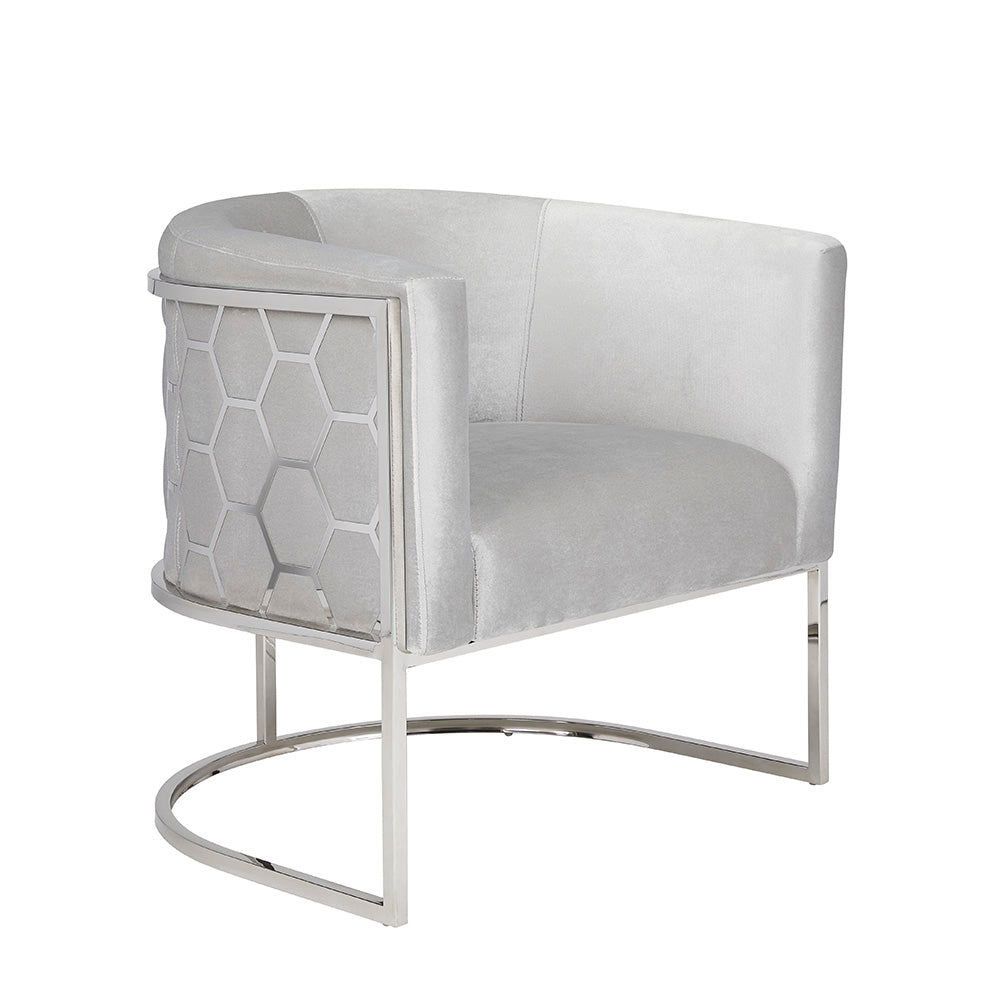 Chaise nid d'abeille : velours gris