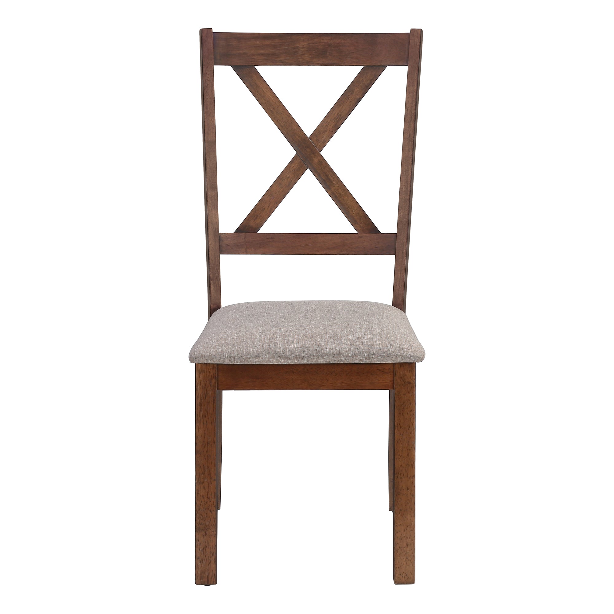 CHAISE DE SALLE À MANGER - 2PCS / 40"H NOYER BRUN / TISSU BEIGE ( Meuble Mtl )