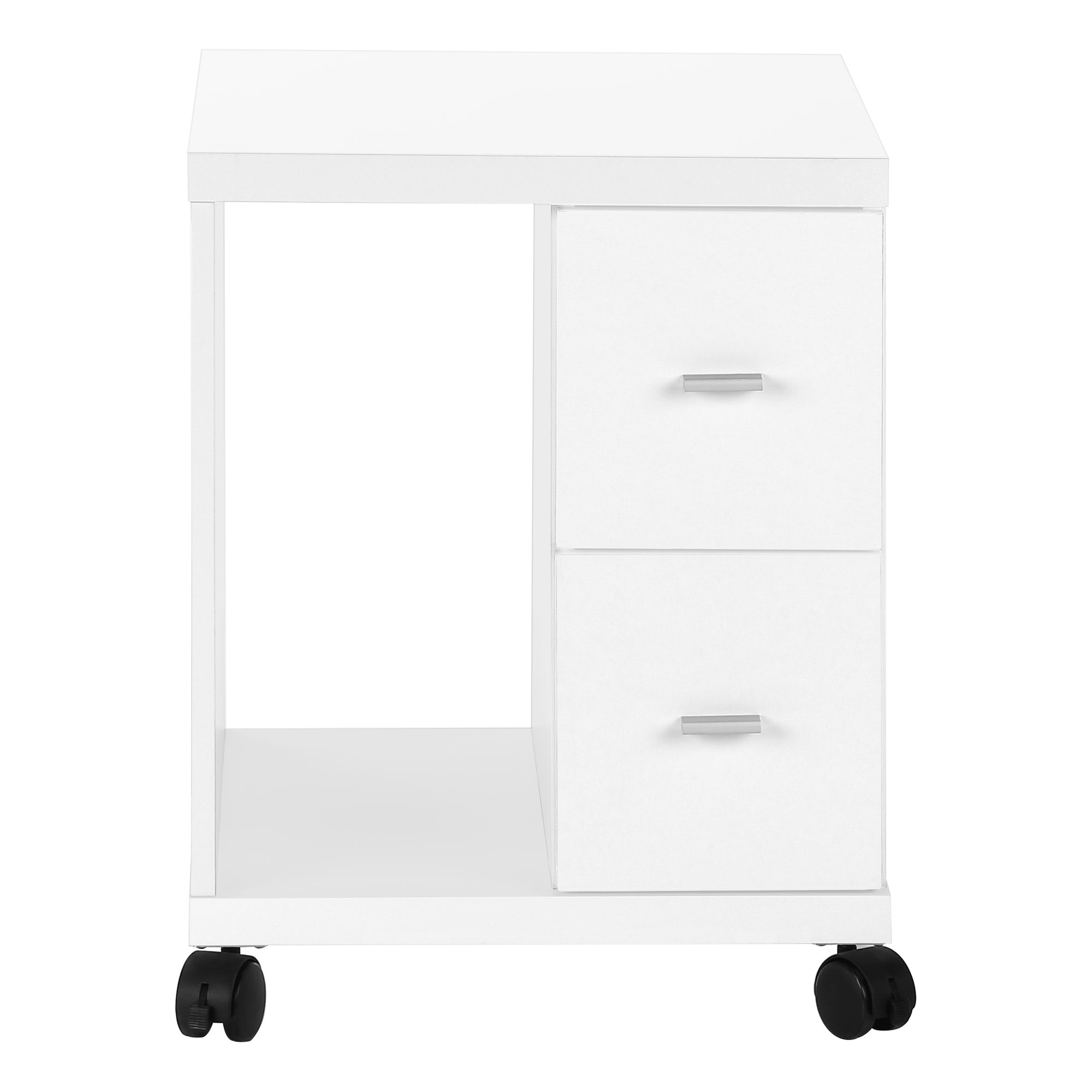MEUBLE DE BUREAU - BLANC AVEC 2 TIROIRS SUR ROULETTES ( Meuble Mtl )