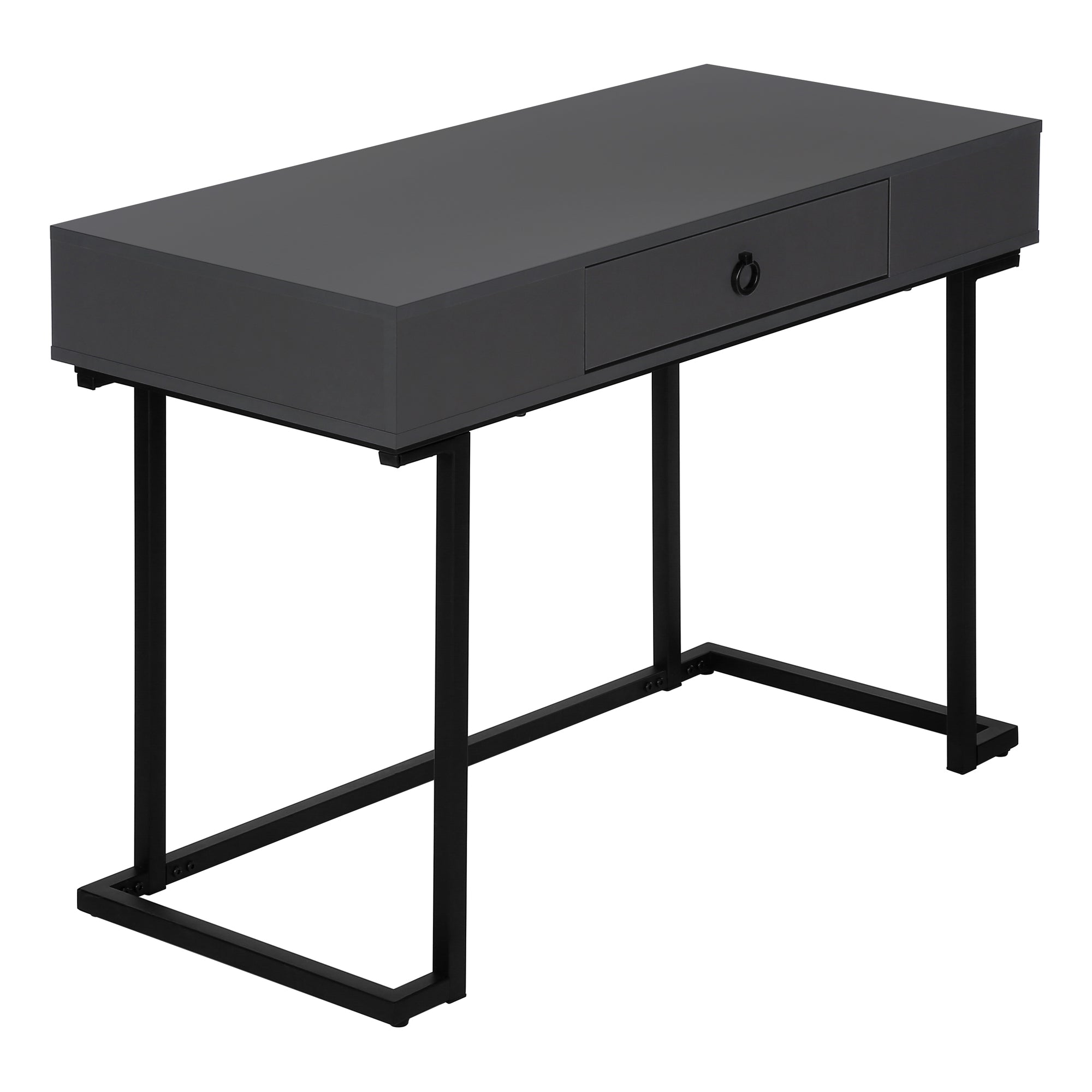 BUREAU D'ORDINATEUR - 42"L / GRIS MODERNE / METAL NOIR ( Meuble Mtl )