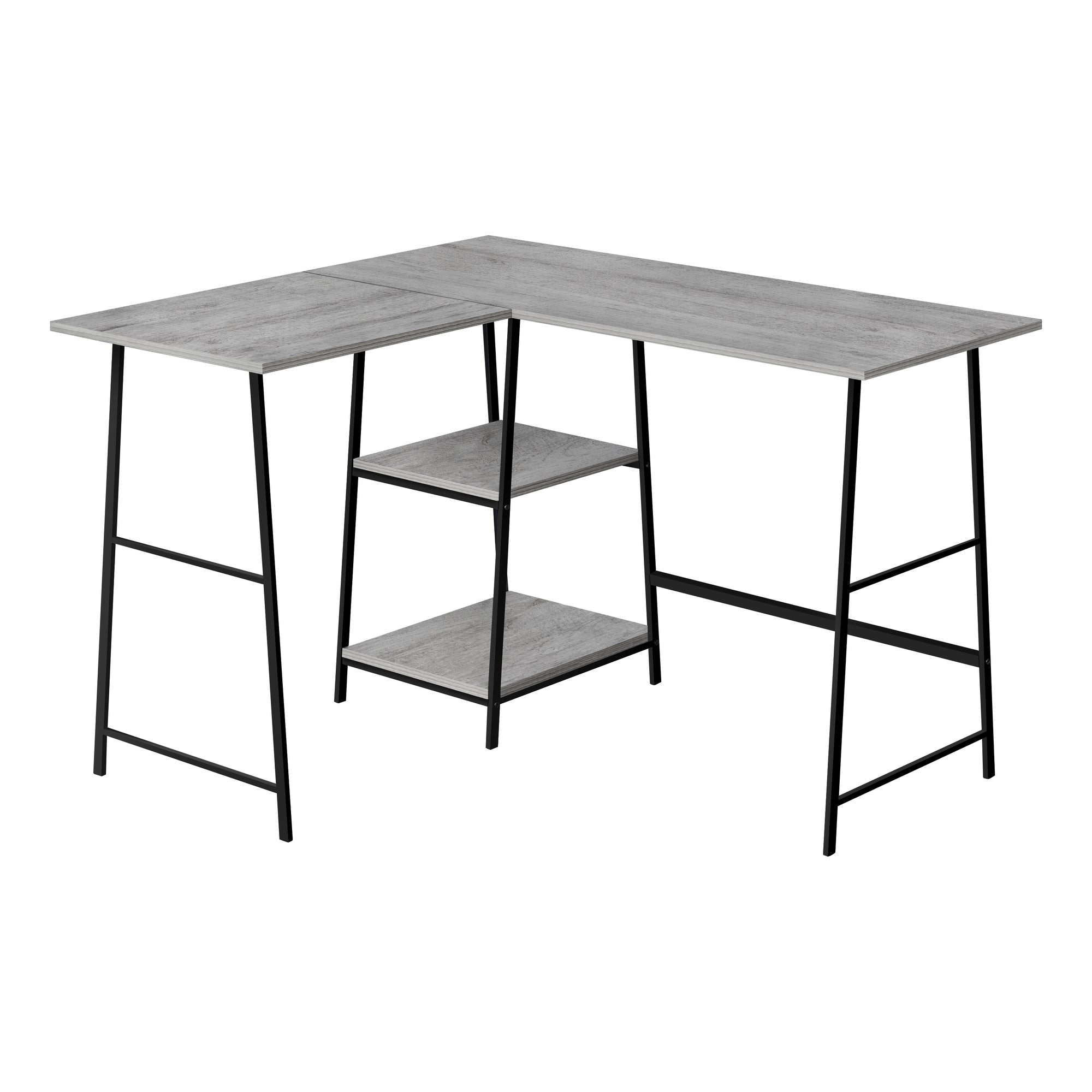 BUREAU D'ORDINATEUR - 48"L / DESSUS GRIS / COIN METAL NOIR ( Meuble Mtl )