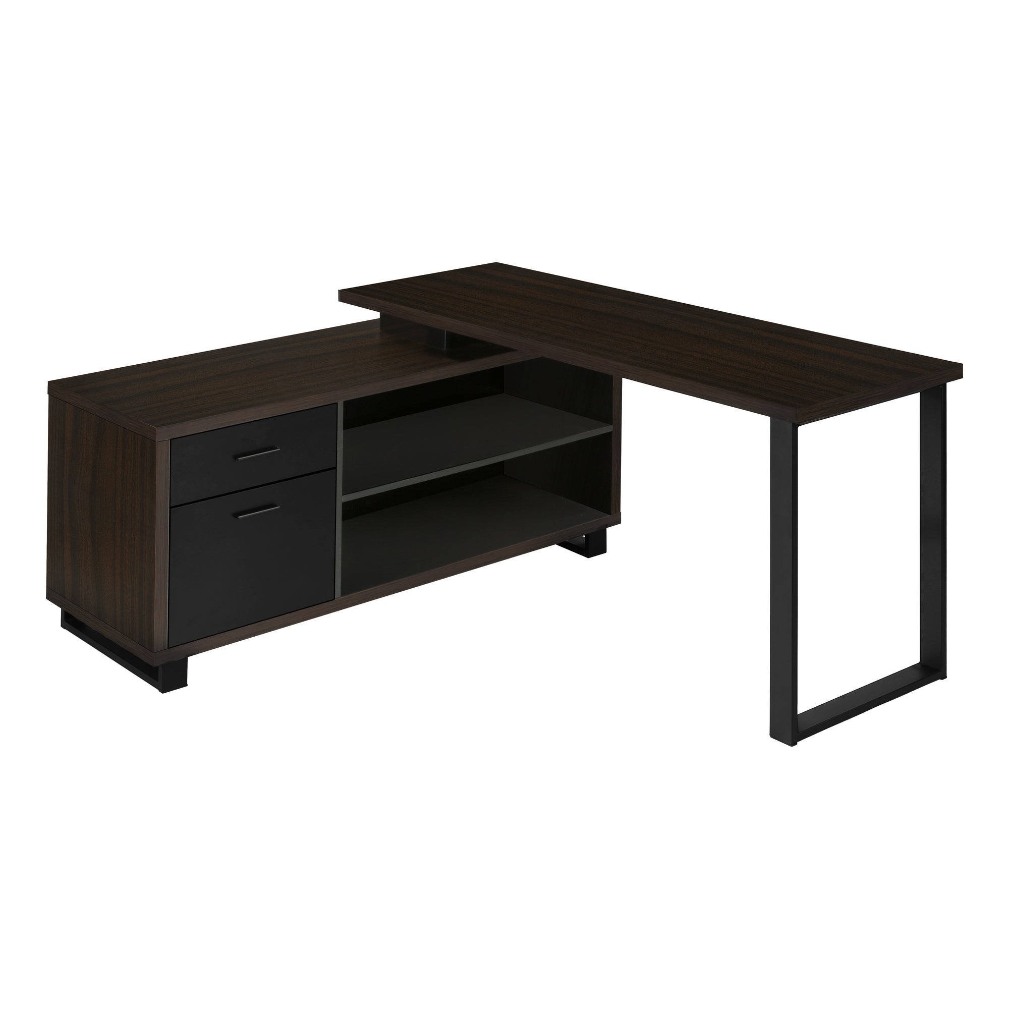 BUREAU D'ORDINATEUR - 72"L ESPRESSO / COIN EXÉCUTIF NOIR ( Meuble Mtl )