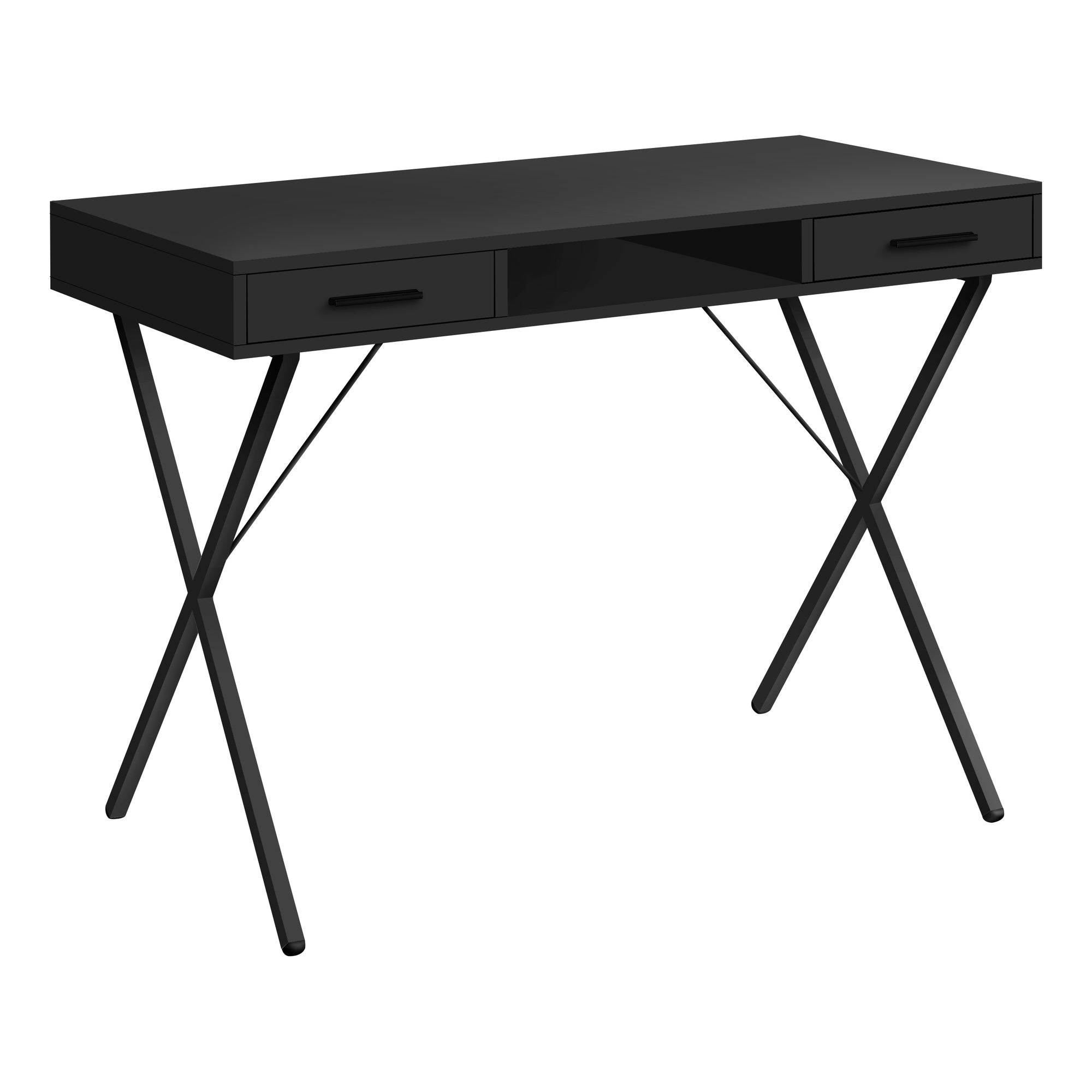 BUREAU D'ORDINATEUR - 42"L / NOIR / MÉTAL NOIR ( Meuble Mtl )
