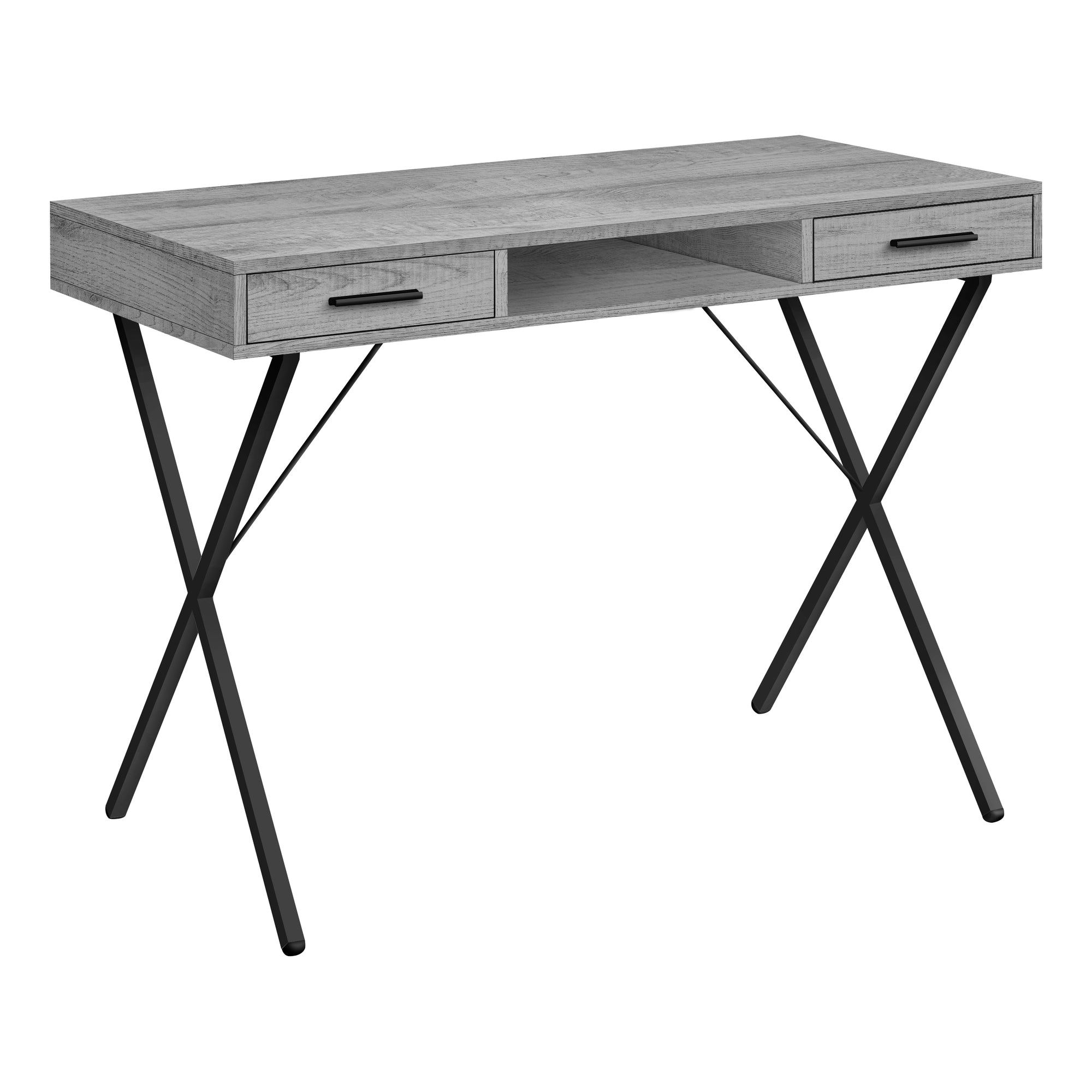 BUREAU D'ORDINATEUR - 42"L / GRIS / METAL NOIR ( Meuble Mtl )