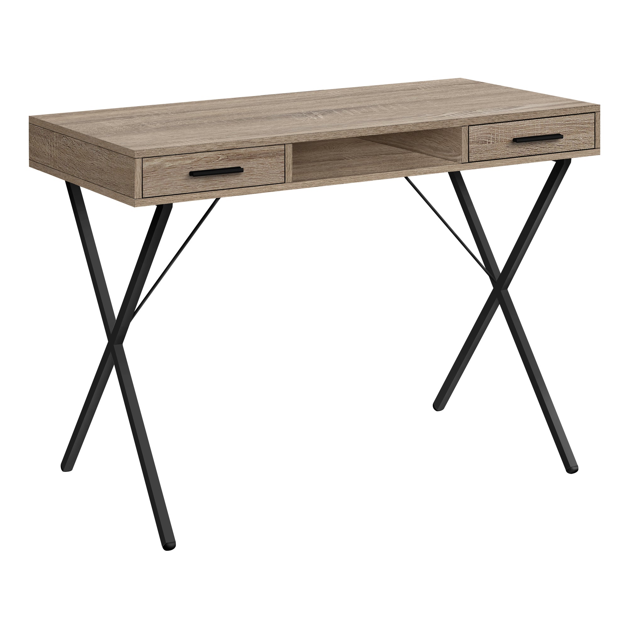 BUREAU D'ORDINATEUR - 42"L / TAUPE FONCE / METAL NOIR ( Meuble Mtl )