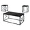 SET DE TABLE - 3PCS / MARBRE NOIR / METAL NOIR ( Meuble Mtl )