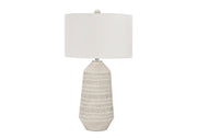 ÉCLAIRAGE - LAMPE DE TABLE 33"H CÉRAMIQUE CRÈME / ABAT-JOUR IVOIRE