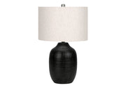 ÉCLAIRAGE - LAMPE DE TABLE 26"H CÉRAMIQUE NOIRE / ABAT-JOUR IVOIRE