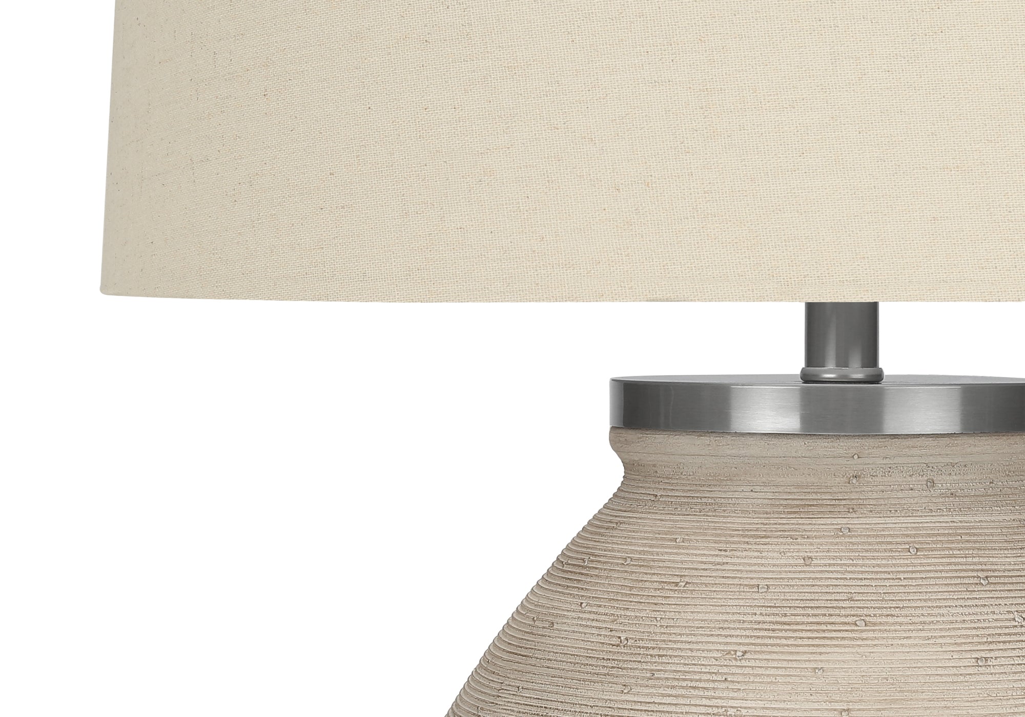 ÉCLAIRAGE - LAMPE DE TABLE 25"H BÉTON CRÈME / ABAT-JOUR BEIGE