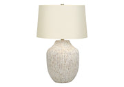 ÉCLAIRAGE - LAMPE DE TABLE 26"H CÉRAMIQUE CRÈME / ABAT-JOUR IVOIRE