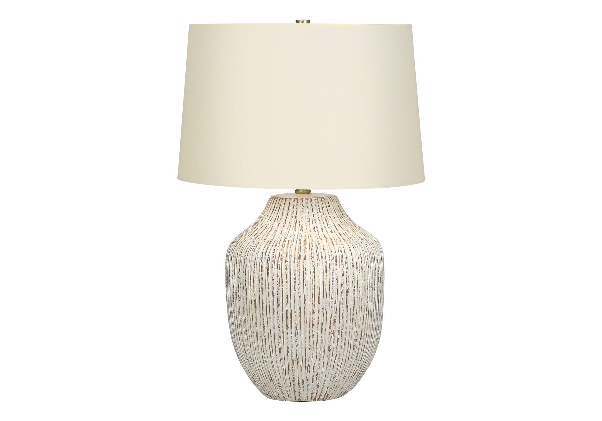 ÉCLAIRAGE - LAMPE DE TABLE 26"H CÉRAMIQUE CRÈME / ABAT-JOUR IVOIRE