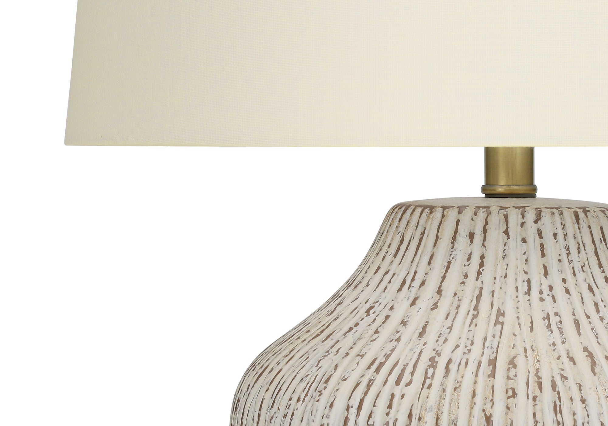 ÉCLAIRAGE - LAMPE DE TABLE 26"H CÉRAMIQUE CRÈME / ABAT-JOUR IVOIRE