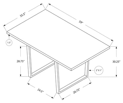TABLE A MANGER - 36"X 60" / ESPRESSO / METAL CHROME ( Meuble Mtl )
