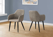 CHAISE DE SALLE A MANGER - 2PCS / 33"H / TISSU TAUPE / METAL NOIR ( Meuble Mtl )