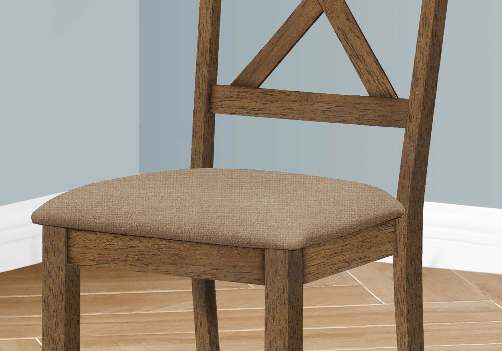 CHAISE DE SALLE À MANGER - 2PCS / 40"H NOYER BRUN / TISSU BEIGE ( Meuble Mtl )