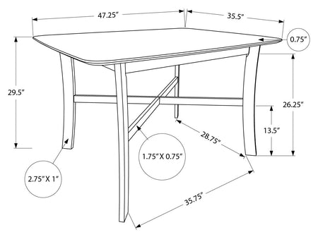 TABLE À MANGER - 36"X 48" / CRÈME / PLATEAU PLACAGE CHÊNE