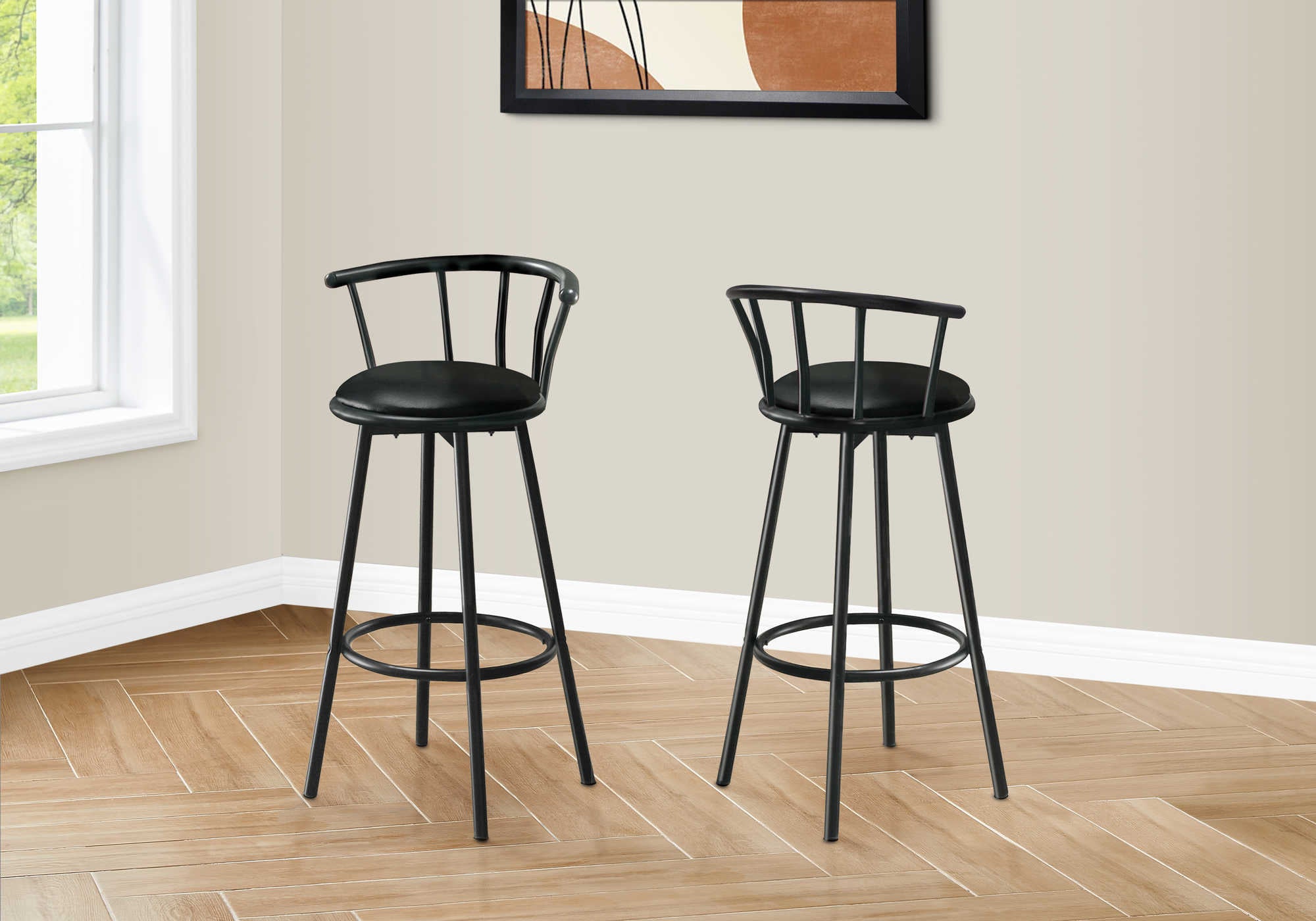 TABOURET DE BAR - 2PCS / 36"H / PIVOTANT / METAL NOIR ( Meuble Mtl )