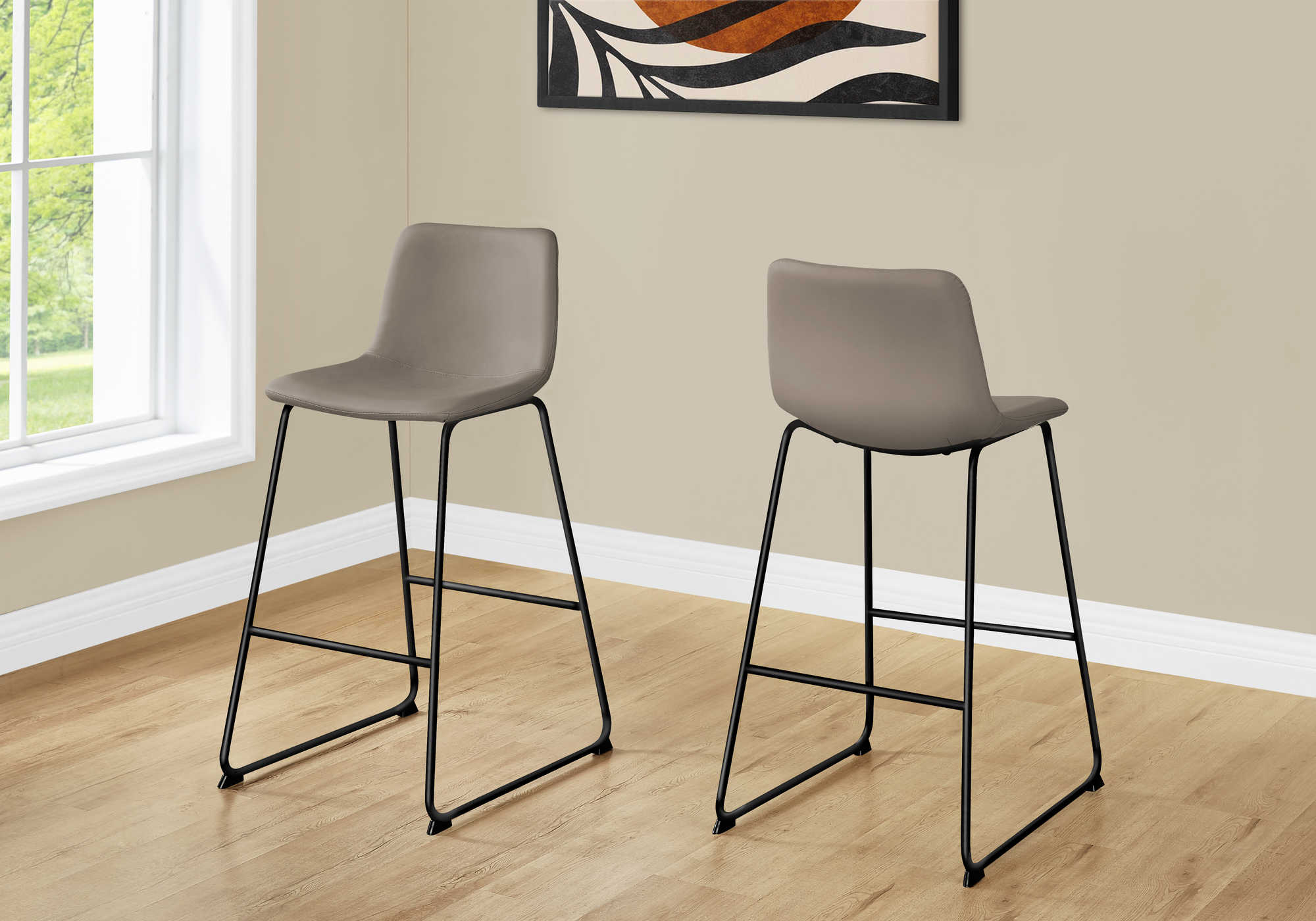 CHAISE DE BUREAU - SIMILICUIR TAUPE / BUREAU DEBOUT ( Meuble Mtl )