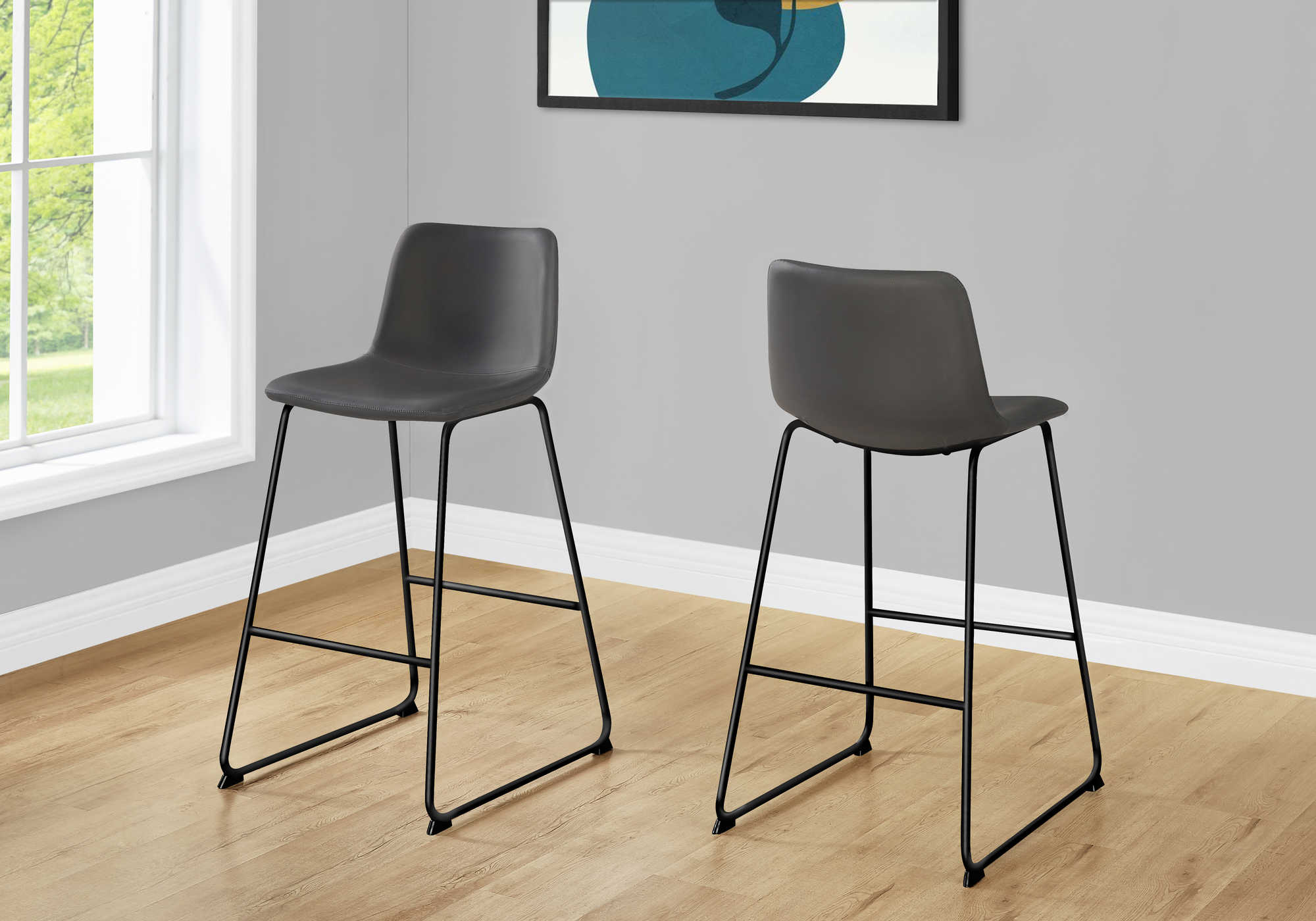 CHAISE DE BUREAU - SIMILI-CUIR GRIS / BUREAU DEBOUT ( Meuble Mtl )
