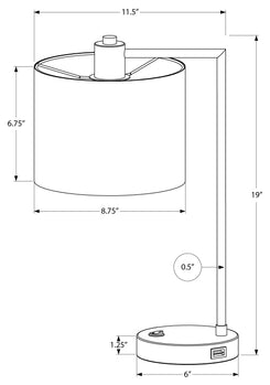 ÉCLAIRAGE - LAMPE DE TABLE 19"H MÉTAL NOIR / ABAT-JOUR IVOIRE /USB