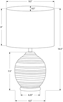 ÉCLAIRAGE - LAMPE DE TABLE 17" H CÉRAMIQUE NOIRE / ABAT-JOUR IVOIRE