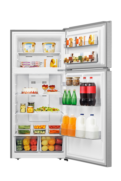 Hisense 18 Cu. pi. Réfrigérateur à congélateur supérieur - RT18A2FSD ( Meuble Mtl )