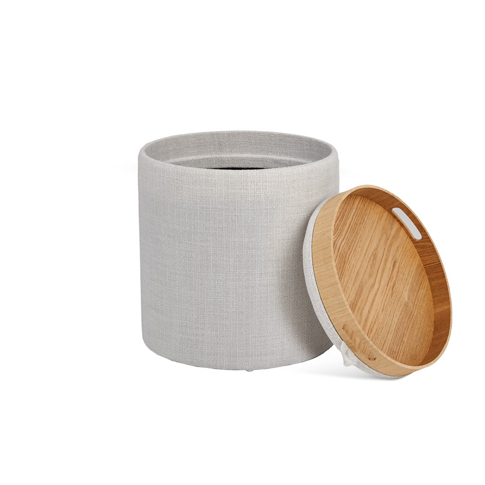 Pouf Plateau Rond Lambert (Lot de 2) : Lin gris clair