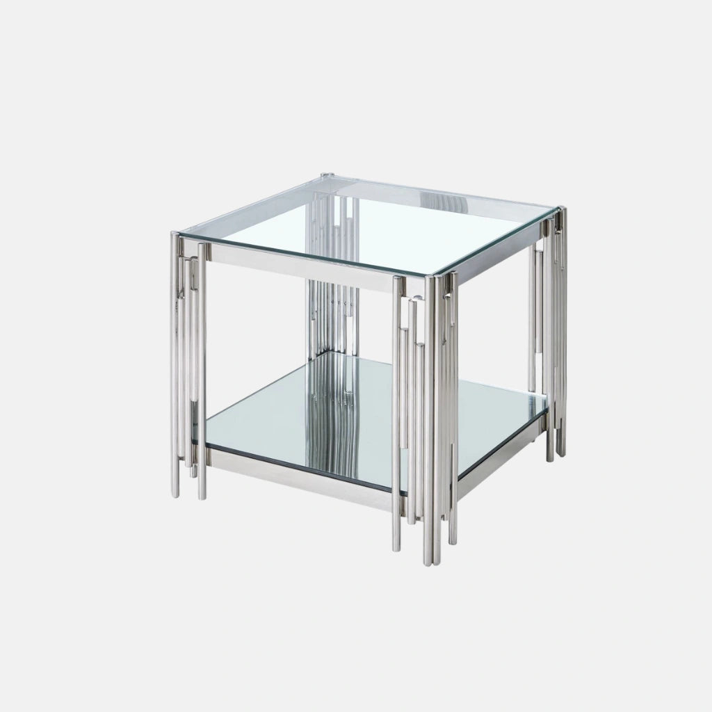 Grande table d'appoint Estrel en argent ( Meuble Mtl )