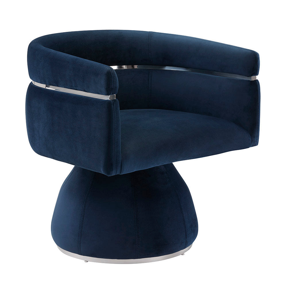 Chaise Obi en velours bleu