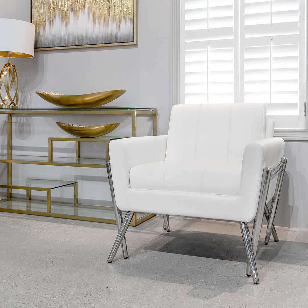 Chaise d'appoint Morgan : similicuir blanc