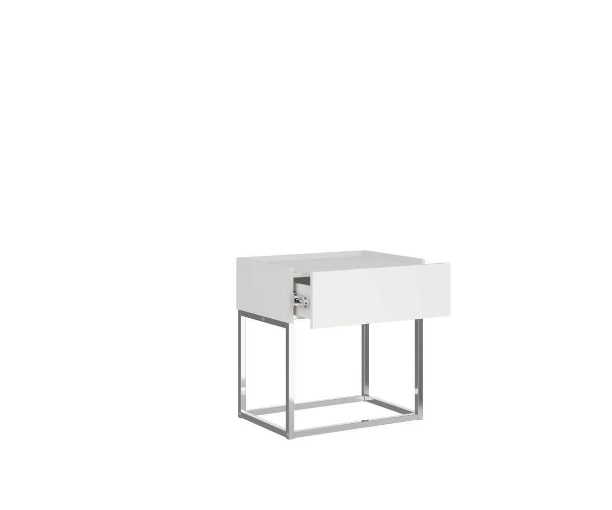 TABLE DE NUIT - BLANC MAT ( Meuble Mtl )