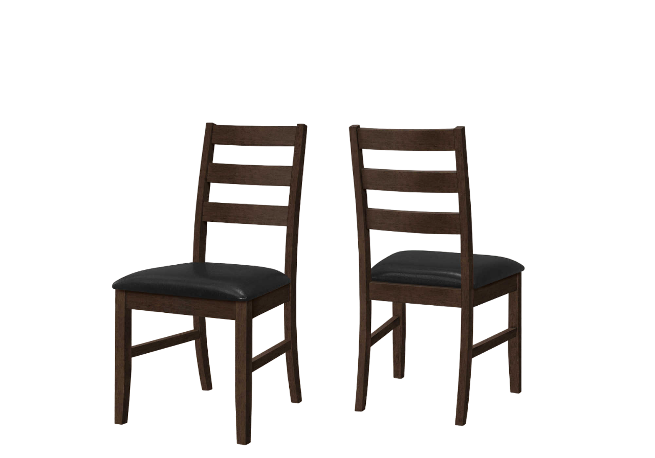 CHAISE À MANGER - 2PCS / 37"H ESPRESSO / SIÈGE PU NOIR