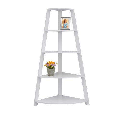 BIBLIOTHÈQUE - 60"H / ÉTAGÈRE D'ACCENT EN COIN BLANC
