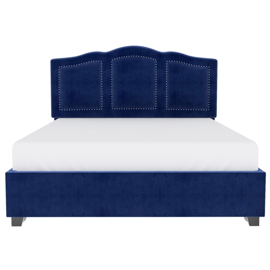 Grand lit plateforme Diana 60" avec tiroirs de rangement en bleu