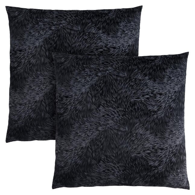 COUSSIN - 18"X 18" / VELOURS PLUME NOIR / 2PCS