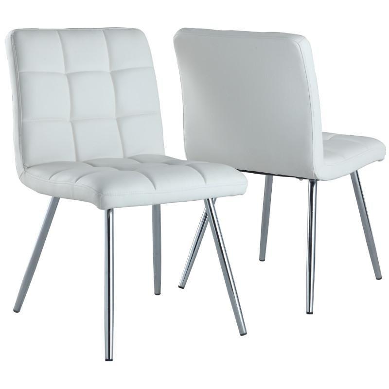 CHAISE DE SALLE A MANGER - 2PCS / 32"H / SIMILI-CUIR BLANC / CHROME