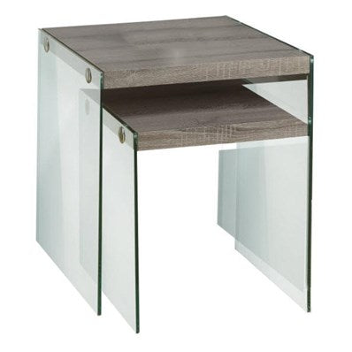 TABLE GIGOGNE - ENSEMBLE 2PCS / TAUPE FONCE / VERRE TREMPE