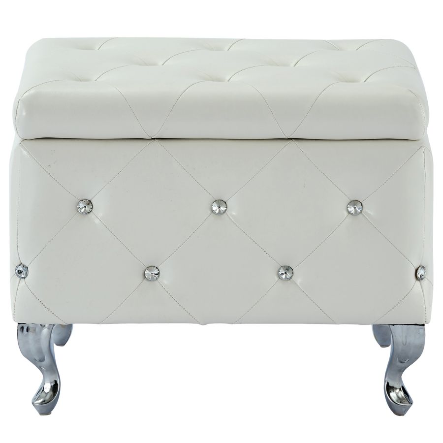 Pouf de rangement carré Monique en blanc